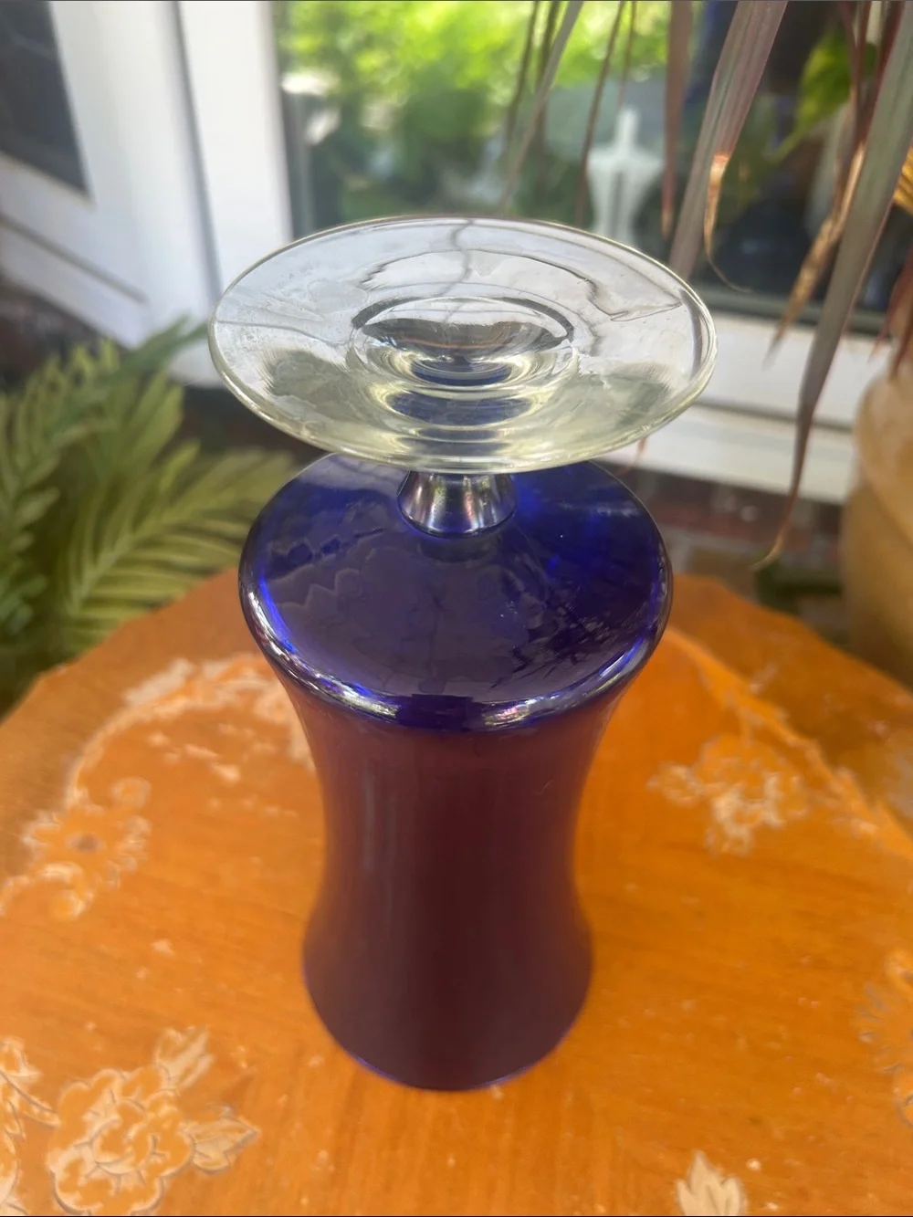 Vintage Cobalt Blue Glass Pedestal Vase